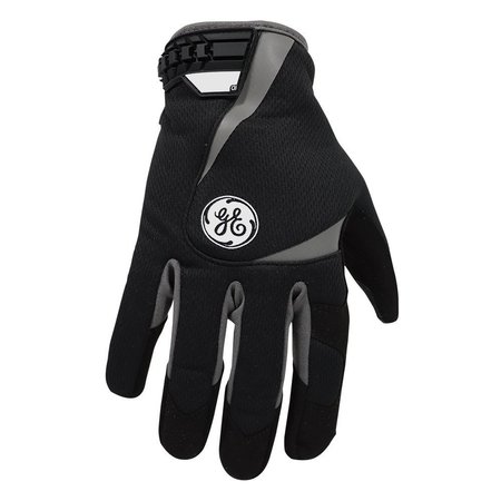 GE Mechanics Gloves, L, Black, Gray, Spandex GG401MC